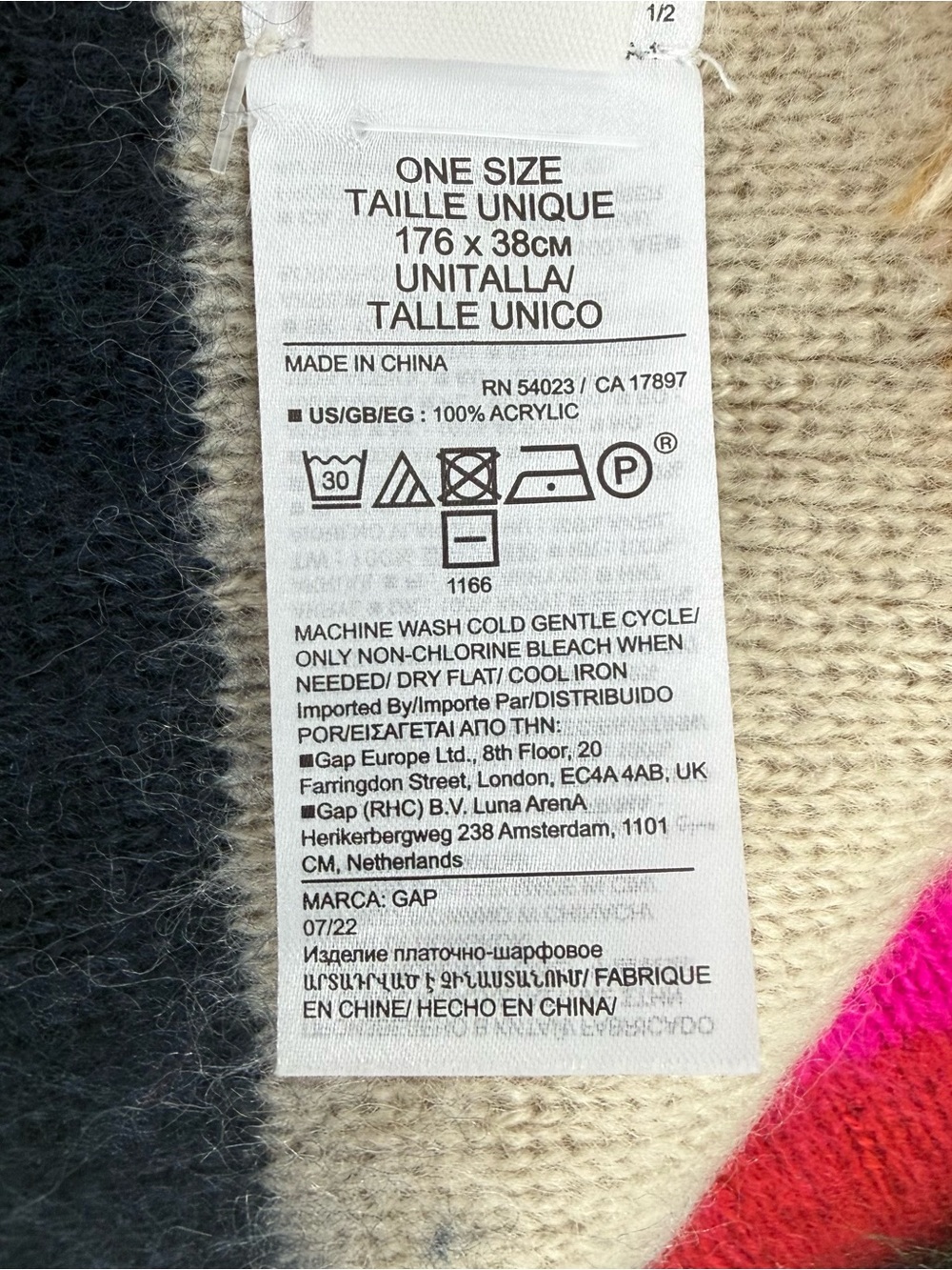 Gap Multicolor Crazy Stripe Oversized Knit Scarf Rainbow - Picture 6 of 6